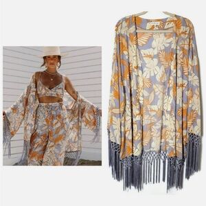 VICI x Summer of Diane Palm Leaves Hawaiian 3Piece Set (bra, pants & fringe top)